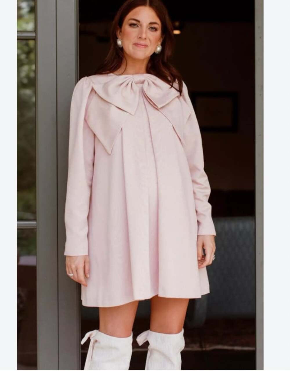 Antonio Melani Nicola Bathie Emily Bow Dress Womens 14 Pink Puff Sleeve Shift